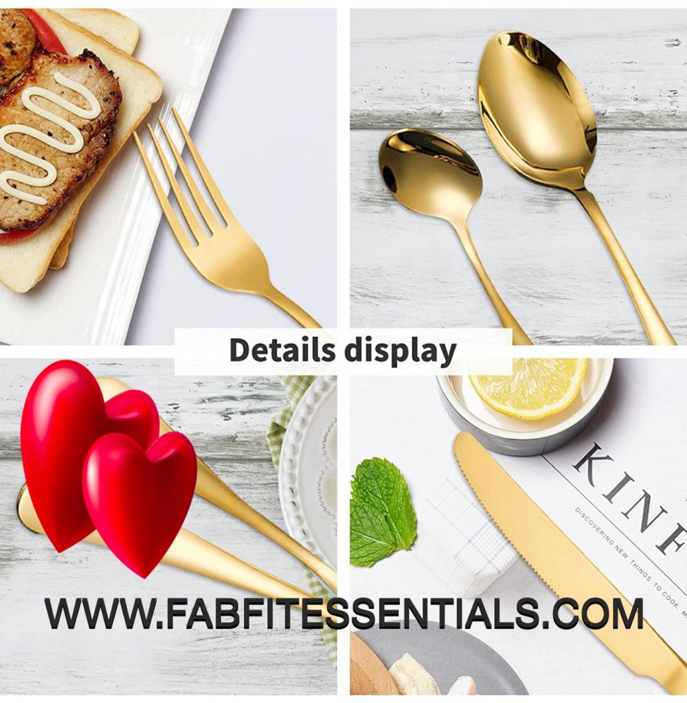 24 Piece Flatware Cutlery Set With Stand In Gold and Silverware