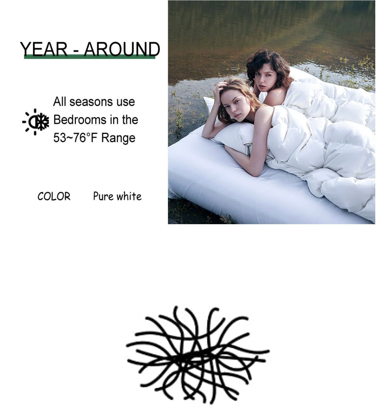 King Bed in a Bag 6-Pieces White Ultra-Soft Cloud Fluffy Plush Luxury All Season Bedding Comforter Set.