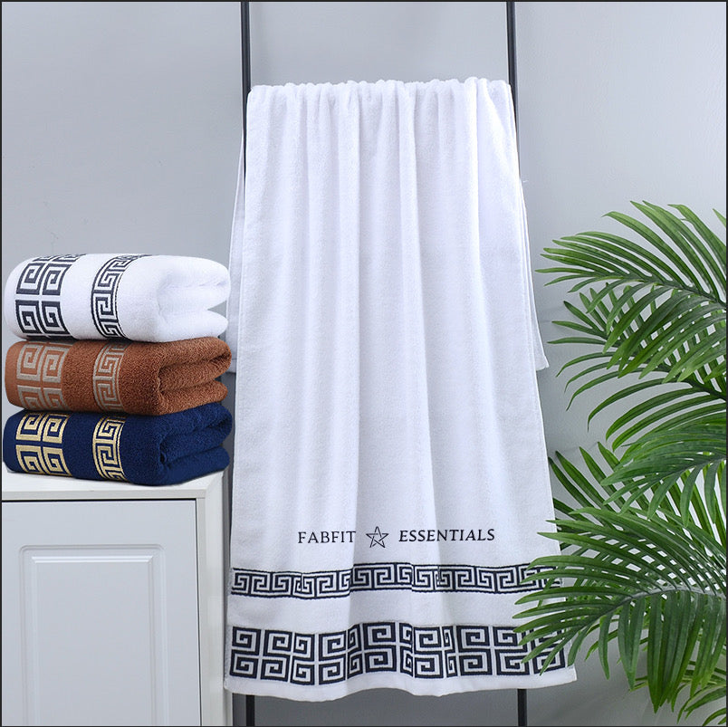 Large Greek Key Luxury Embroidered Bath Towel Sets - Bella Lino Linens